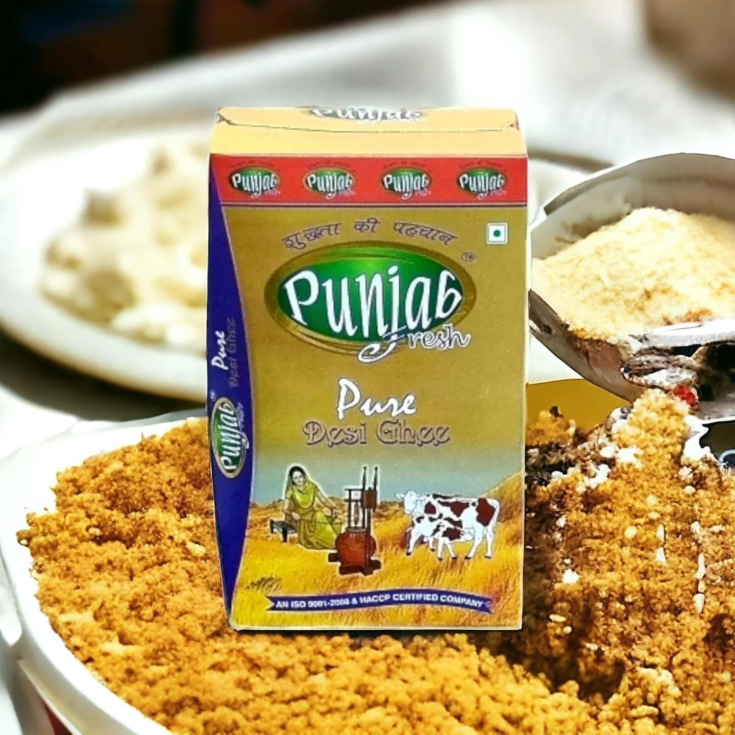 Natural Pure Cow Desi Ghee By Punjab Fresh | Rich In Vitamins A, E Healthy Desi Ghee Helps Improving Digestive System | (1 Litr) 33.8 Ounce | Box Pack - Image 4
