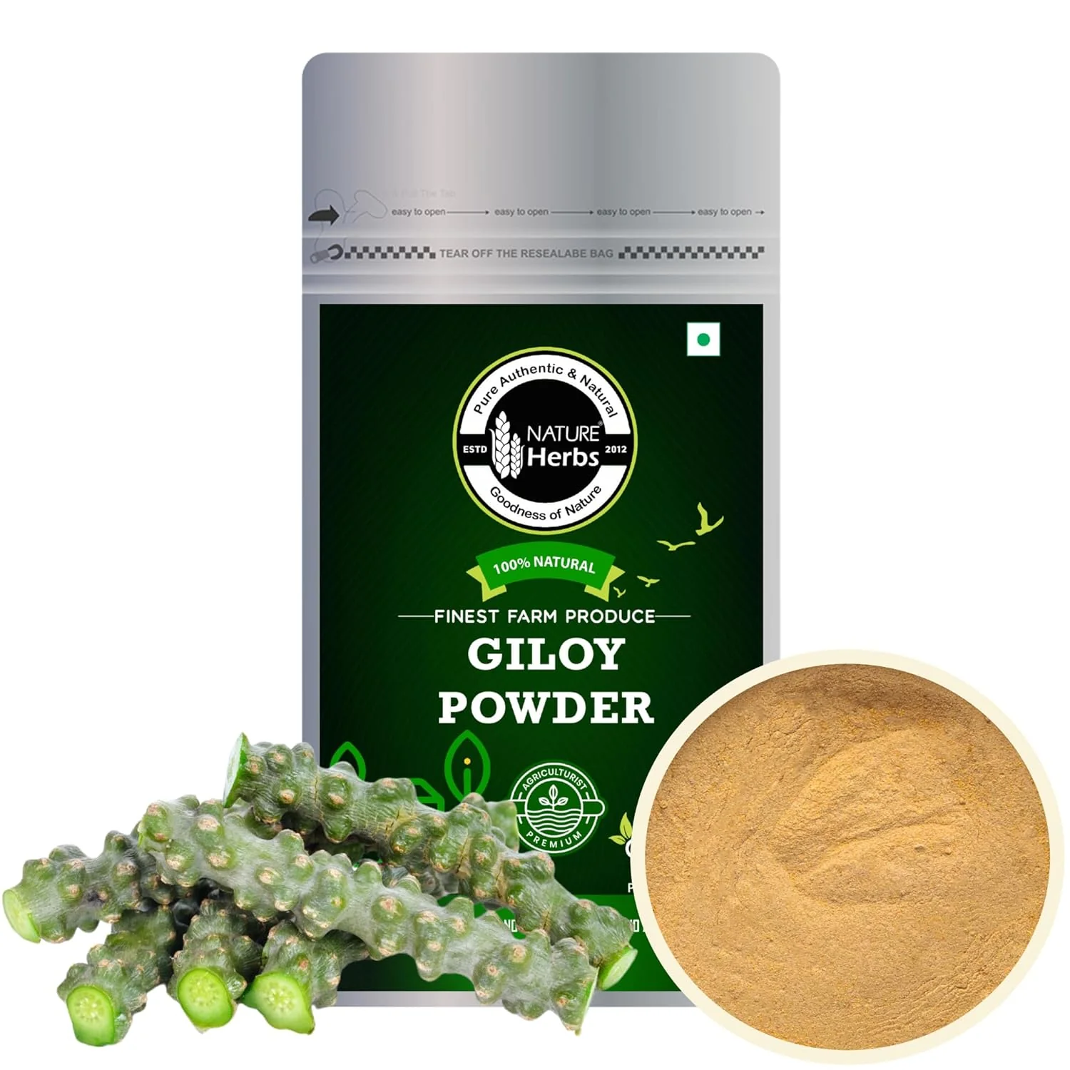 Nature Herbs 100% Pure Giloy Powder, Helps Improve Digestion & Boost Immunity | 200gm 0.4lbs Each Pack Of 4 - Image 4