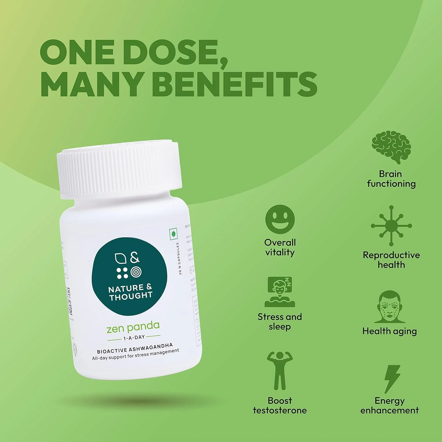 Nature & Thought Ashwagandha Adaptogen Capsules For Men & Women, All Day Stress, Anxiety & Sleep Support Supplement With Long Acting Prolanzatm | 30 Capsules 50gm 0.1lbs Each Pack Of 3 - Image 2