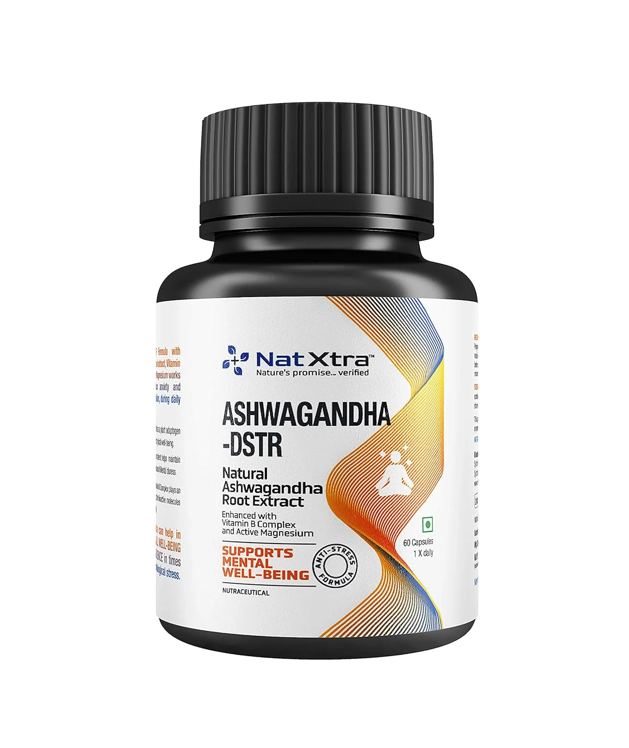 Natxtra Energy - Boosting Supplement Improves Strength & Stamina, Helps Enhance Endurance, Manages Stress, Made With Ashwagandha Root Extract | 60 Capsules 100gm 0.2lbs