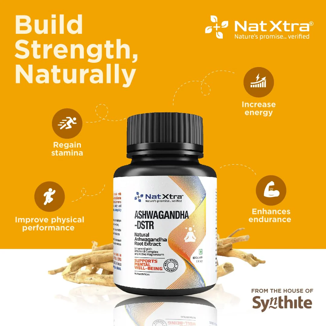 Natxtra Energy - Boosting Supplement Improves Strength & Stamina, Helps Enhance Endurance, Manages Stress, Made With Ashwagandha Root Extract | 60 Capsules 100gm 0.2lbs - Image 2