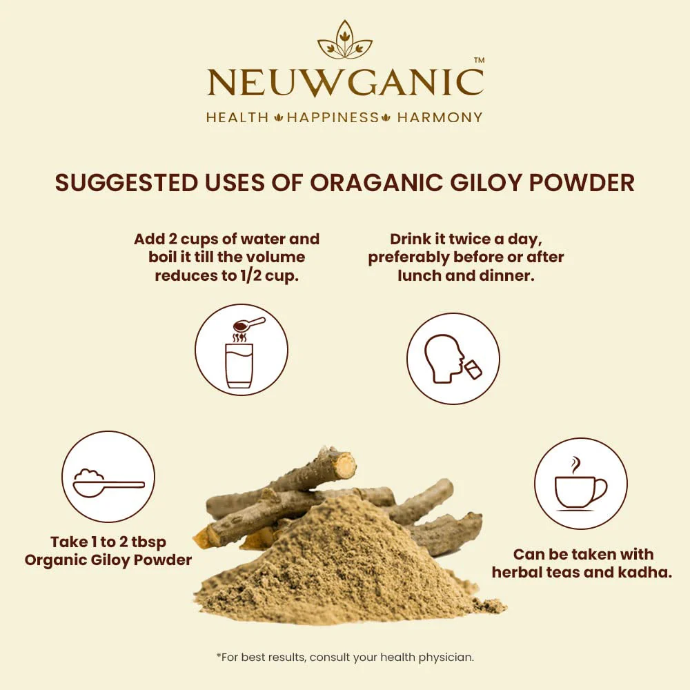 Neuwganic Organic Giloy Powder India Organic & Usda Organic Certified, For Reducing Inflammation, Detoxifying Body, Improving Function, Regulates Sugar | 450gm 0.9lbs - Image 3