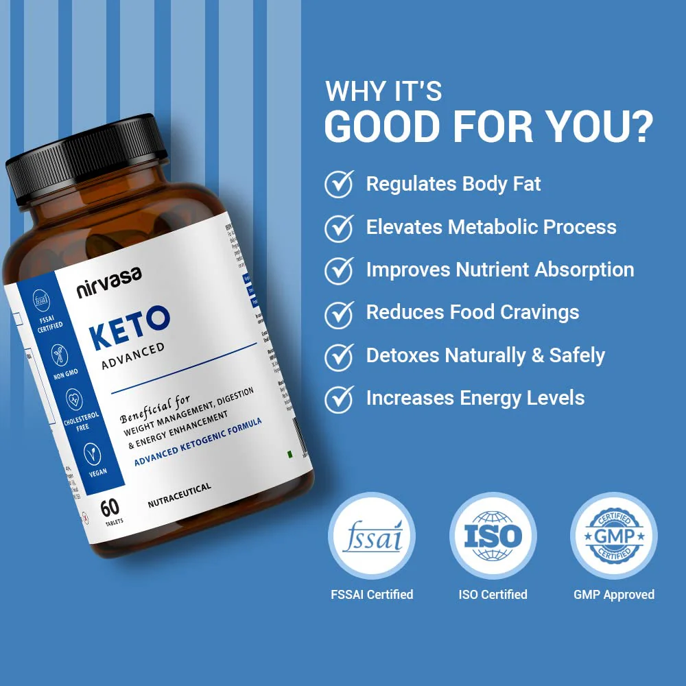 Nirvasa Keto Advanced Tablets For Men & Women With Garcinia Cambogia & Green Coffee Extract Gluten - Free Keto Tablets For Weight Management, Elevating Energy | 60 Tablets 100gm 0.2lbs - Image 4
