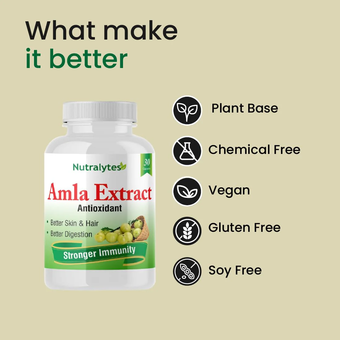 Nutralytes Amla Capsule With Pure Natural Extracts Of Bhumi Amla 500mg | 60 Vegetarian Capsules, 100gm 0.2lbs - Image 3