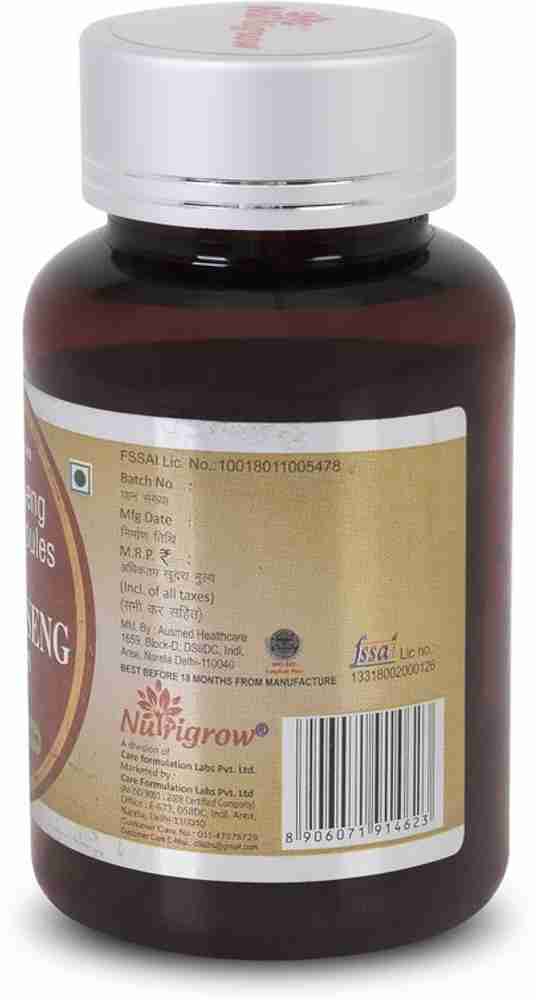 Nutrigrow Panex Ginseng Extract 400mg , Energy Performanc & Stress For Men & Women | 30 Capsules 50gm 0.1lbs Each Pack Of 2 - Image 3