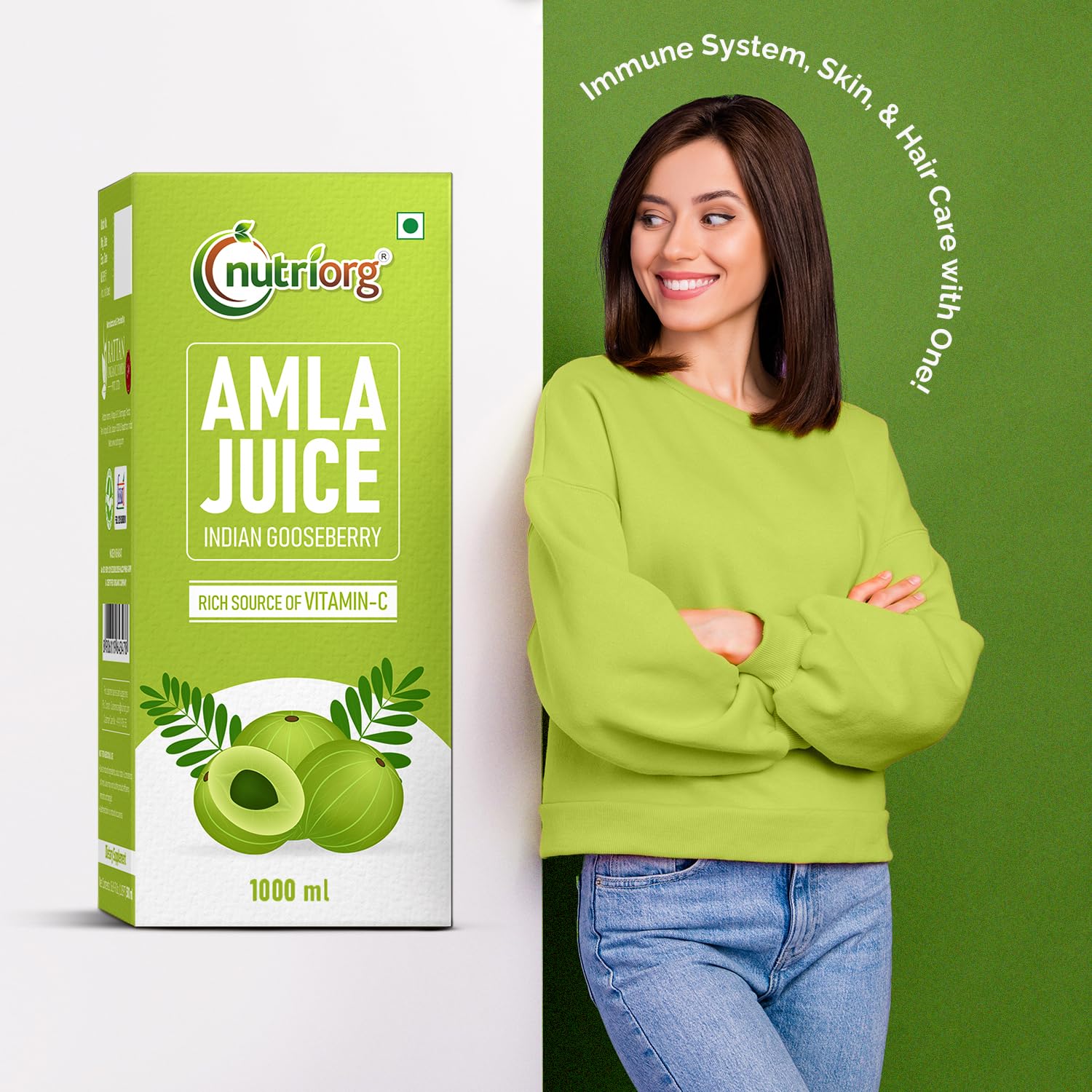 Nutriorg Amla Juice Organic Amla Juice For Hair & Skin, Rich In Vitamin C, Cold - Pressed Indian Gooseberry Juice, Detox, Weight Loss & Immunity Boosting | 1 Litre 2.2lbs Each Pack Of 2 - Image 2