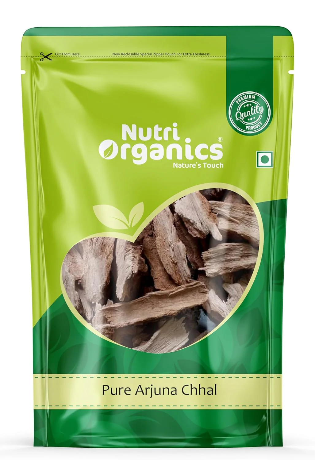Nutriorganics Arjun Ki Chaal Dried 100 % Pure And Natural - Arjuna Tree Bark, Raw, Lowers Bad Cholesterol | 400gm 0.8lbs