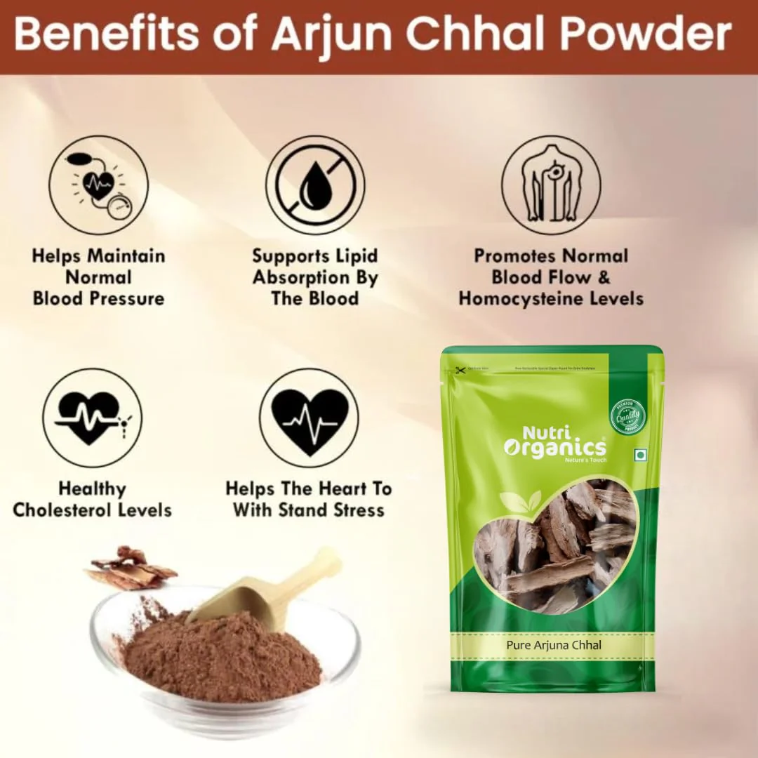 Nutriorganics Arjun Ki Chaal Dried 100 % Pure And Natural - Arjuna Tree Bark, Raw, Lowers Bad Cholesterol | 400gm 0.8lbs - Image 4