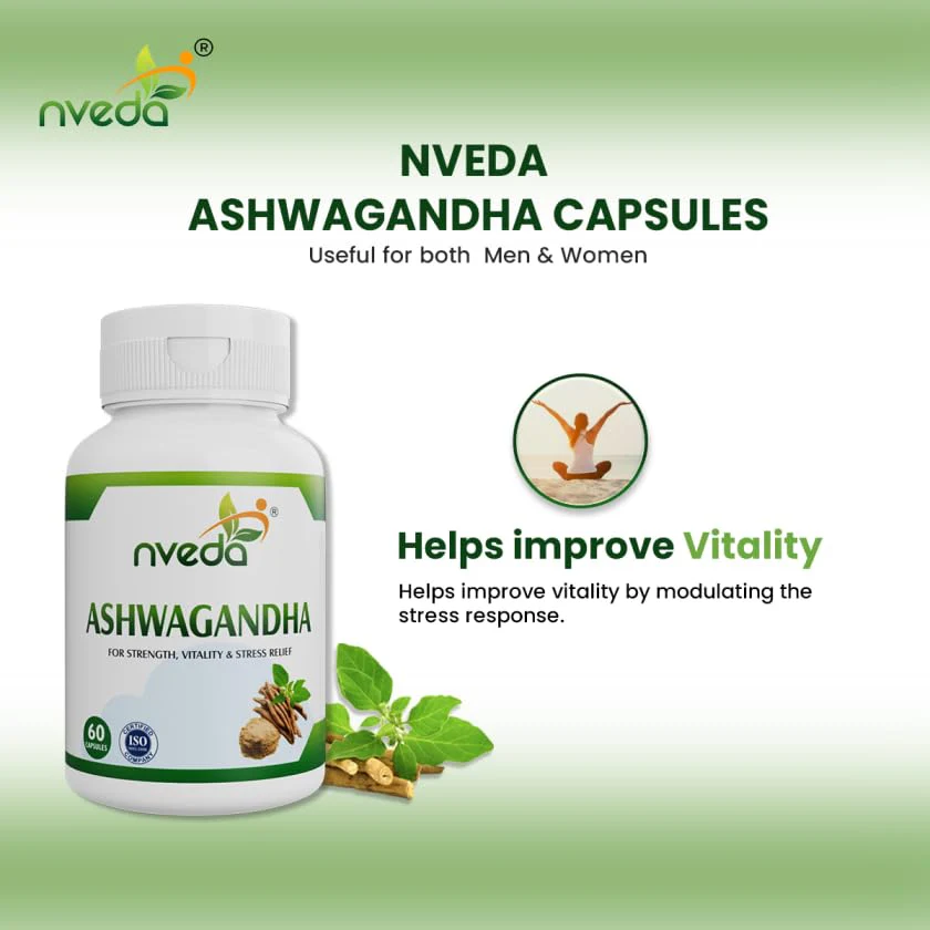 Nveda Ashwagandha Tablet, Anxiety & Stress, Ashwagandha For Men & Women, Boosts Vitality, Improves Strength & Energy, Anxiety & Stress Free | 60 Capsules 100gm 0.2lbs - Image 2