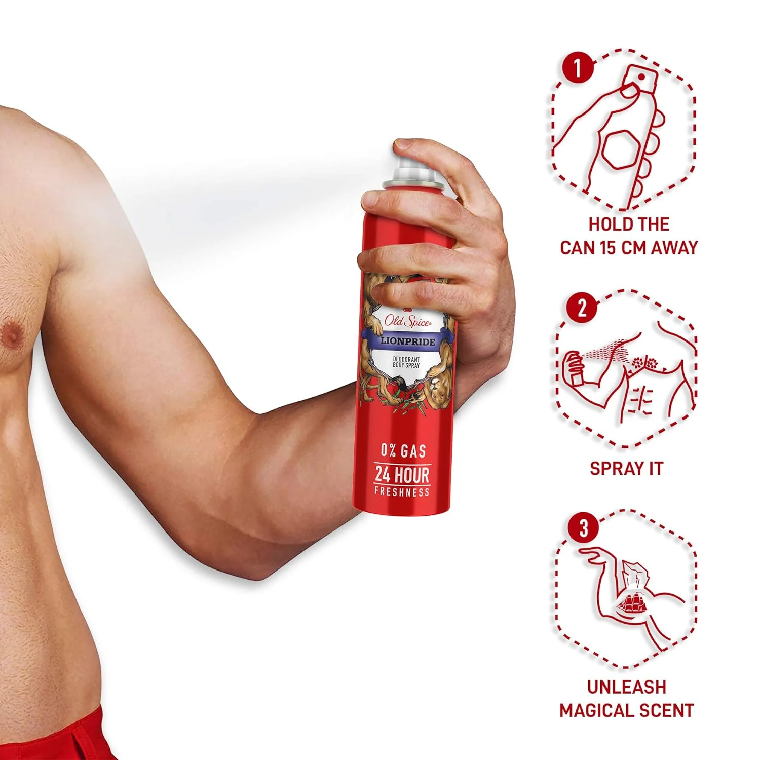 Old Spice Lionpride & Krakengard No Gas Deodorant Body Spray Perfume 140ml Each 4.7 Fl.oz. | For Men - Image 4
