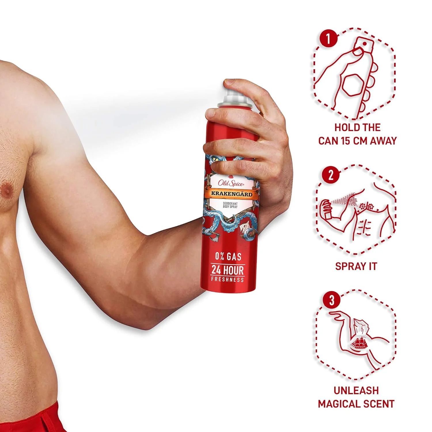 Old Spice Lionpride & Krakengard No Gas Deodorant Body Spray Perfume 140ml Each 4.7 Fl.oz. | For Men - Image 7