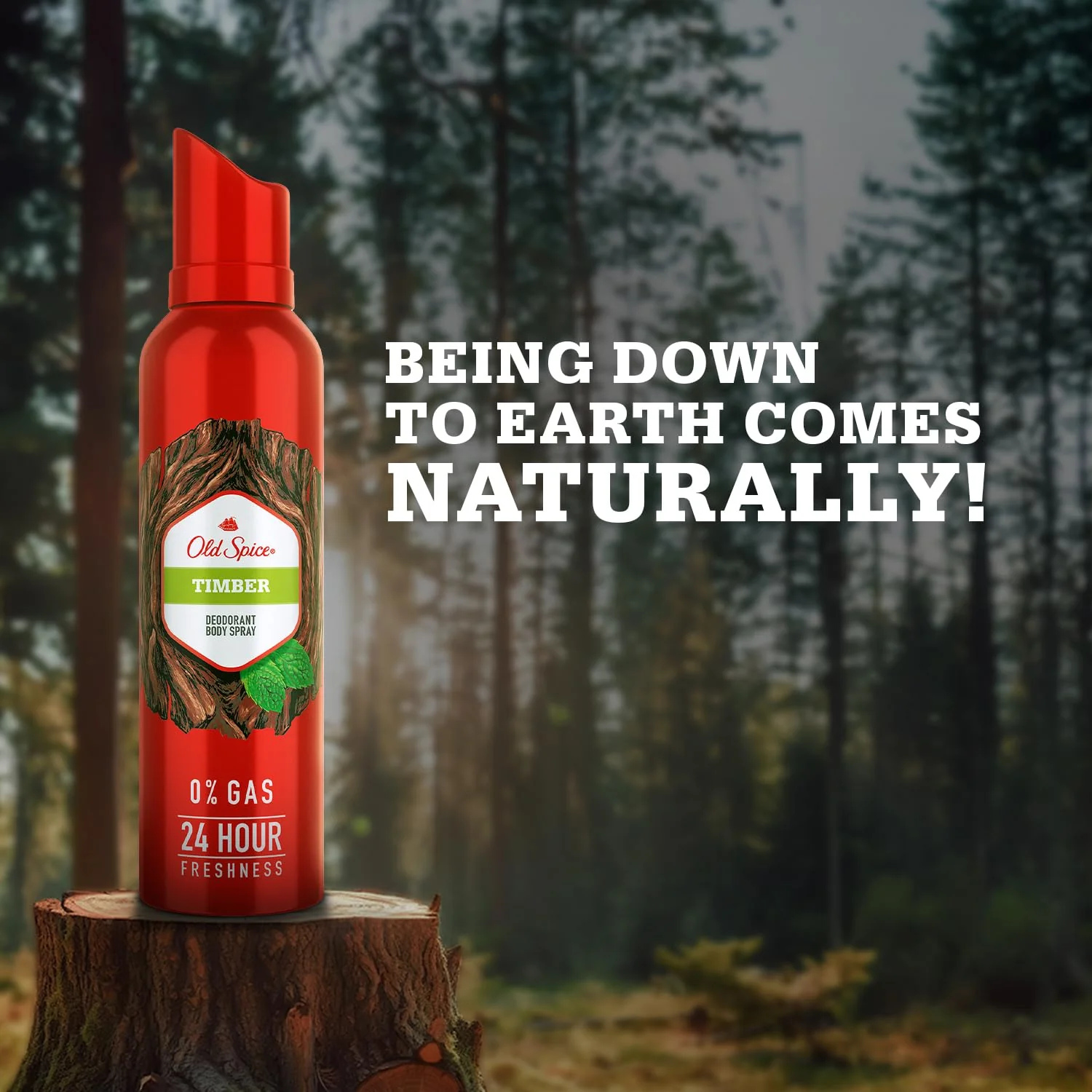 Old Spice Timber No Gas 24 Hour Long Lasting Freshness Deodorant Perfume Body Spray For Men 140ml 4.7 Fl.oz. - Image 3