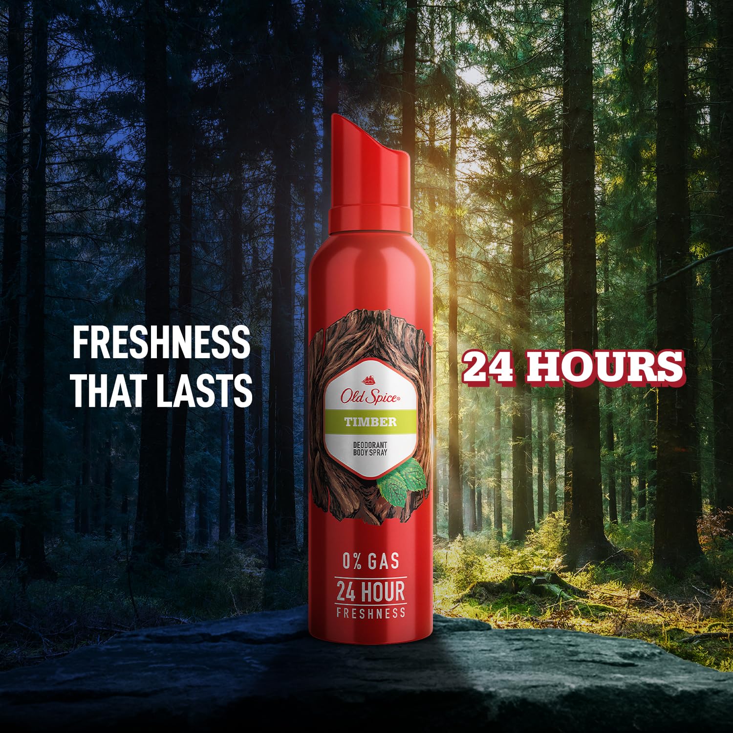 Old Spice Timber No Gas 24 Hour Long Lasting Freshness Deodorant Perfume Body Spray For Men 140ml 4.7 Fl.oz. - Image 4