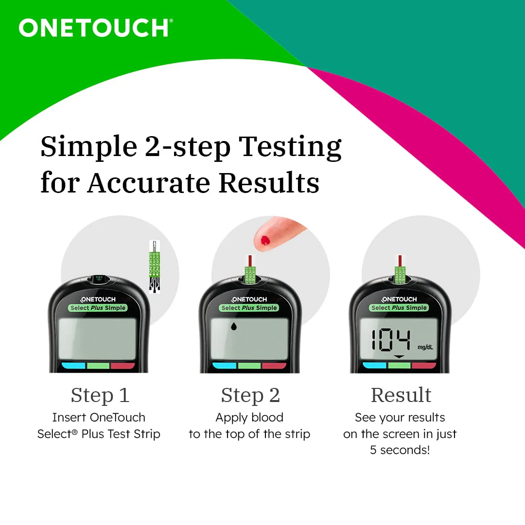 OneTouch Select Plus Simple Glucometer Machine With 50 Test Strips & 50 Additional Ultra Soft 2 Lancets (Total 60 Lancets) | Simple & Accurate Testing Of Blood Sugar Level At Home - Image 3