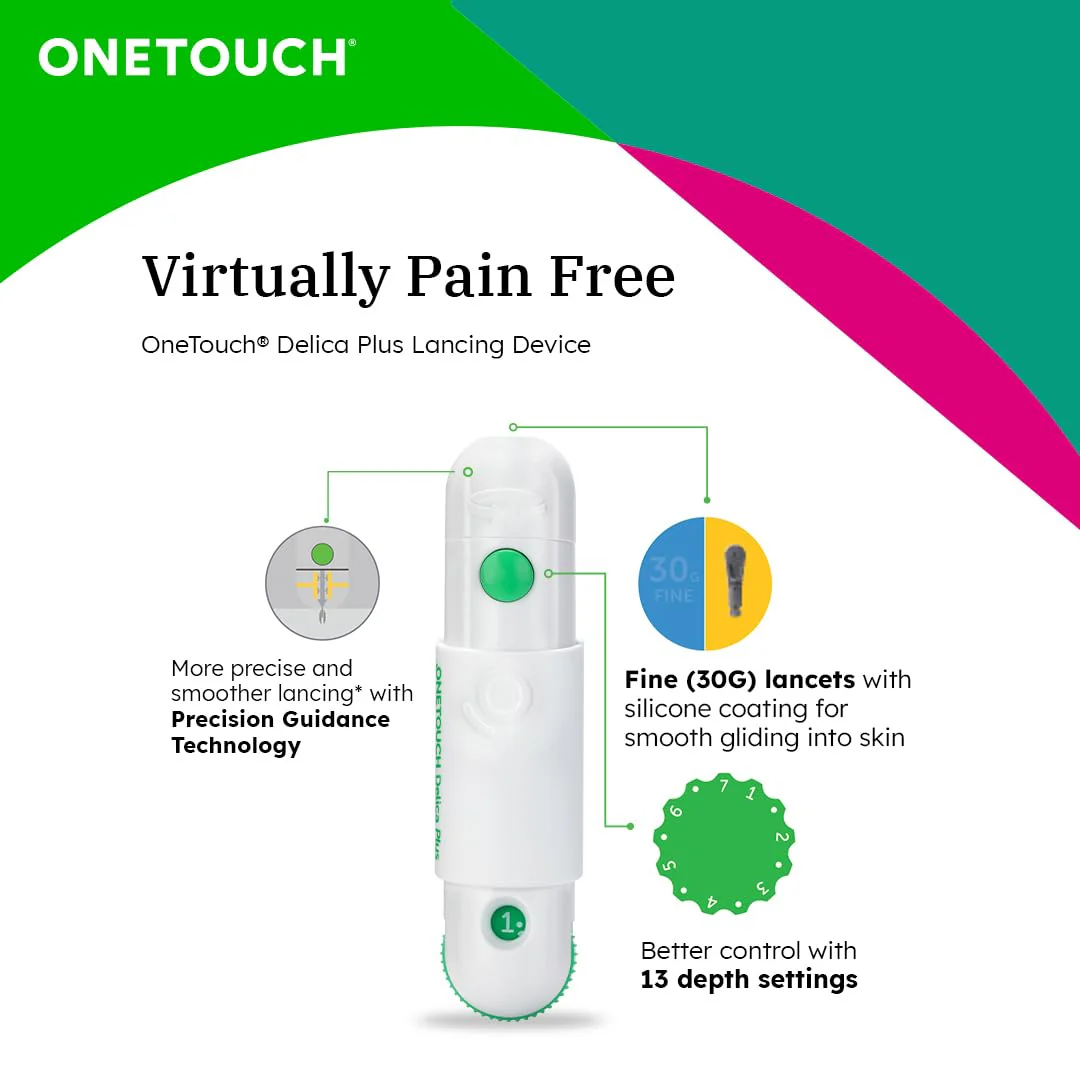 OneTouch Verio Flex Glucometer Machine | Simple & Accurate Testing Of Blood Sugar Levels At Home - Free 10 Test Strips + 10 Sterile Lancets + 1 Lancing Device - Image 6
