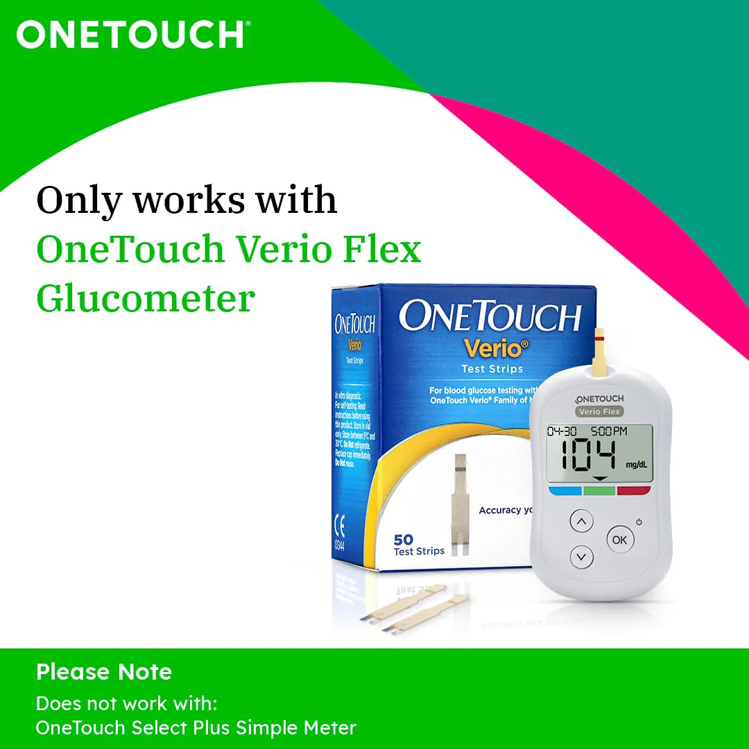 OneTouch Verio Test Strips - Pack Of 50 Test Strips Along + 50 Delica Plus Lancets | Blood Sugar Test Machine Testing Strips | Global Iconic Brand - For Use With OneTouch Verio Flex Glucometer - Image 3