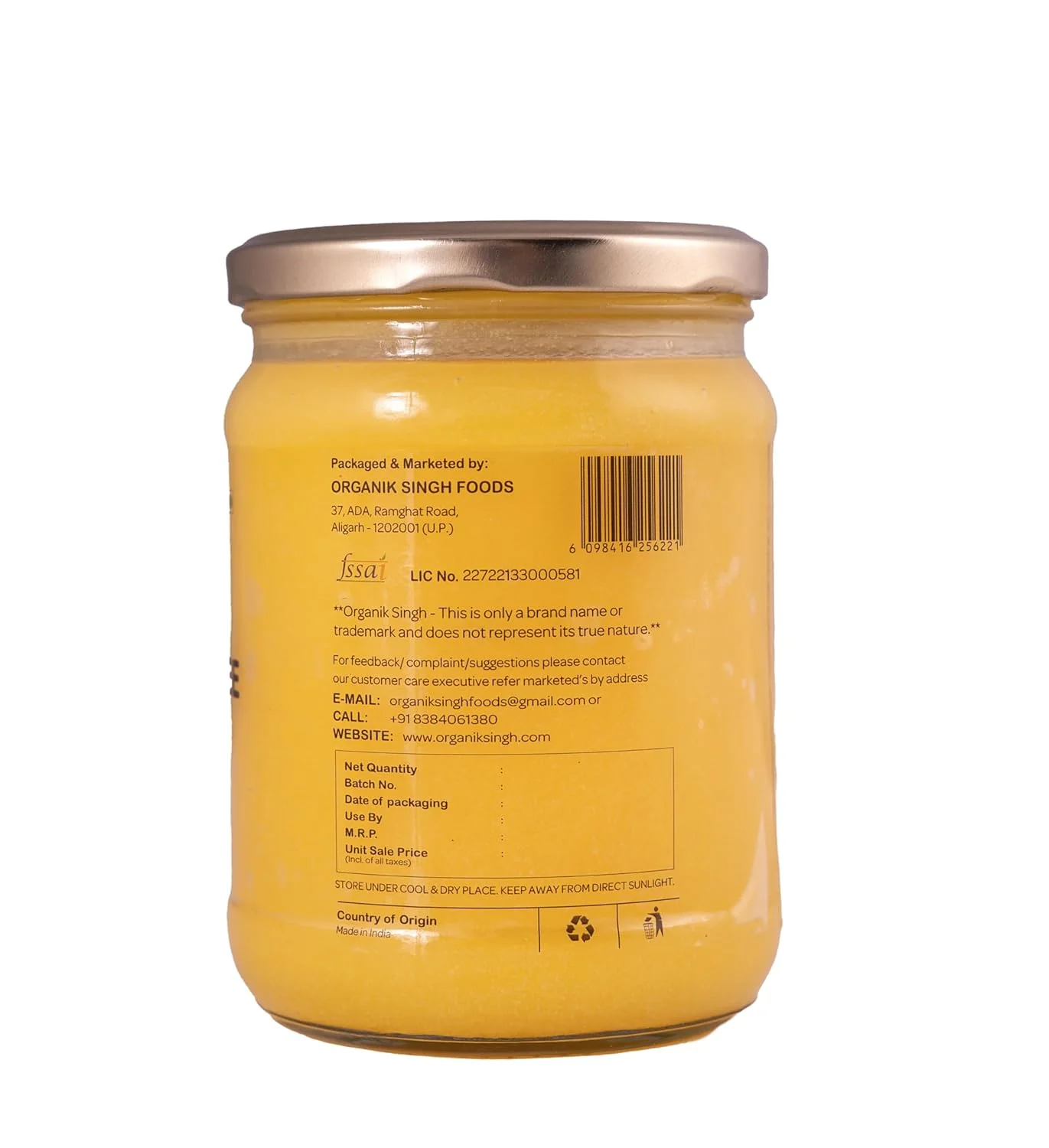 Organic A2 Bilona Desi Cow Ghee By Organik Singh | Great Source Of Energy & Vitamin Healthy Desi Ghee Perfect For Heart Health | (500ml) 16.9 Ounce | Jar Pack - Image 2