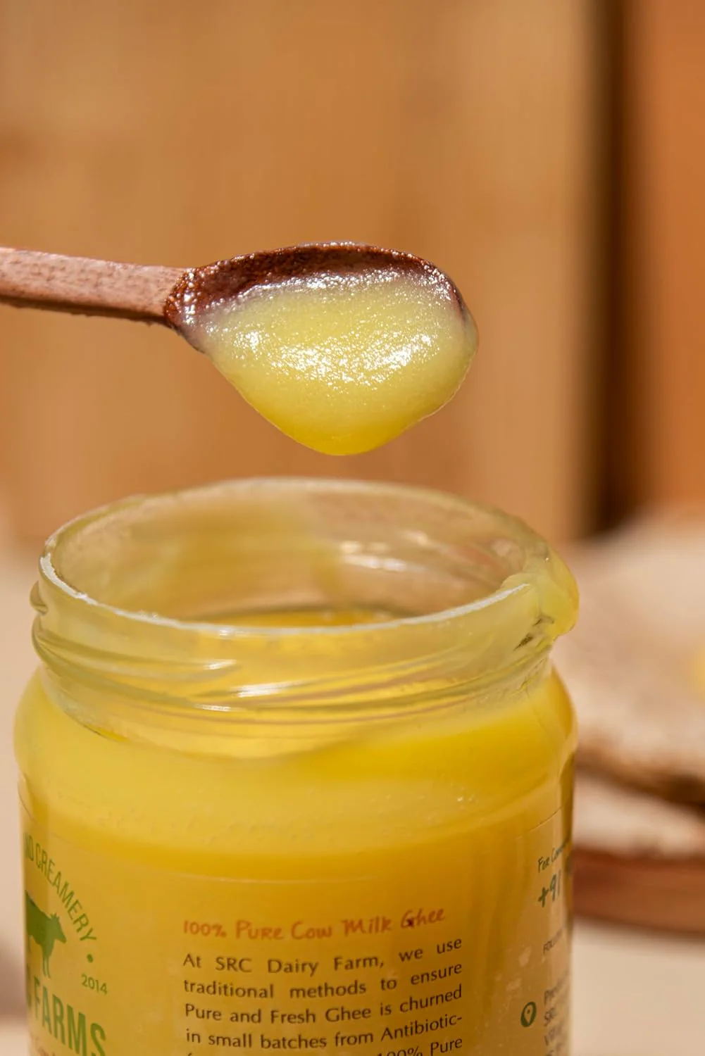 Organic A2 Cow Bilona Ghee By SRC Farms | Rich In Nutrients & Vitamin A, D Healthy Desi Cow Ghee Perfect For Rotis | (1 Litr) 33.8 Ounce | Glass Jar - Image 3
