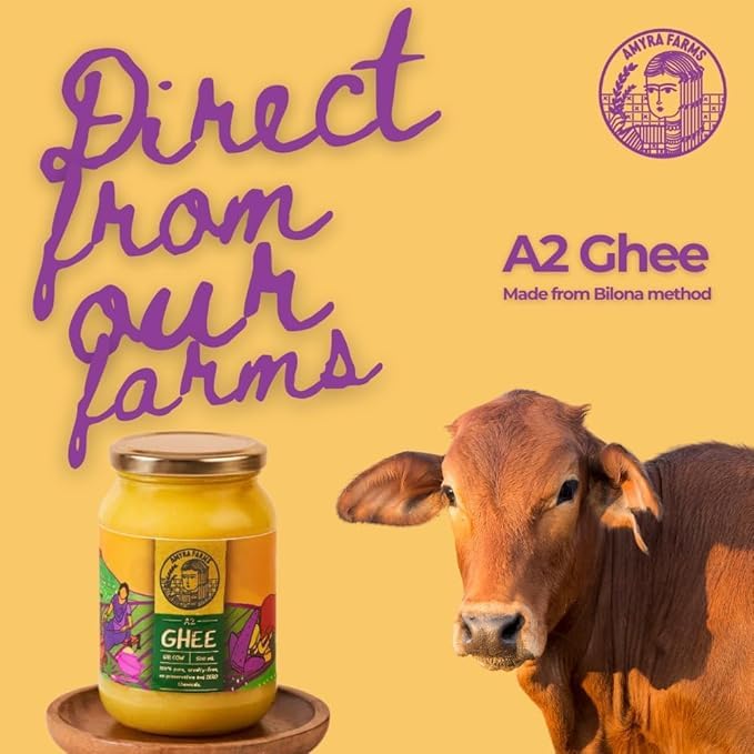 Organic A2 Cow Desi Ghee By Amyra Farms | Nutrient Rich Natural & Healthy Handcrafted Bilona Ghee Good For Taste | (200ml) 6.7 Ounce | Jar Pack - Image 2