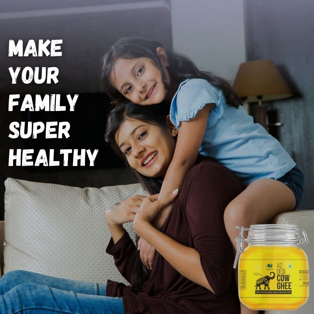 Organic A2 Desi Cow Ghee By Healthy Roots | Natural Hand Made By Traditional Vedic Bilona Method Pure Desi Cow Ghee | 2 Litre (1 Litr * 2) 67.6 Ounce | Jar Pack - Image 3