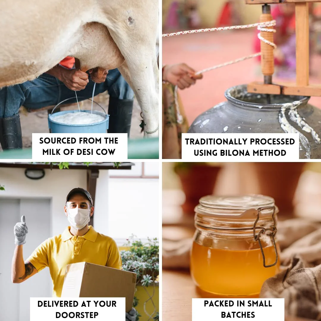 Organic A2 Desi Cow Ghee By Healthy Roots | Natural Hand Made By Traditional Vedic Bilona Method Pure Desi Cow Ghee | 2 Litre (1 Litr * 2) 67.6 Ounce | Jar Pack - Image 5