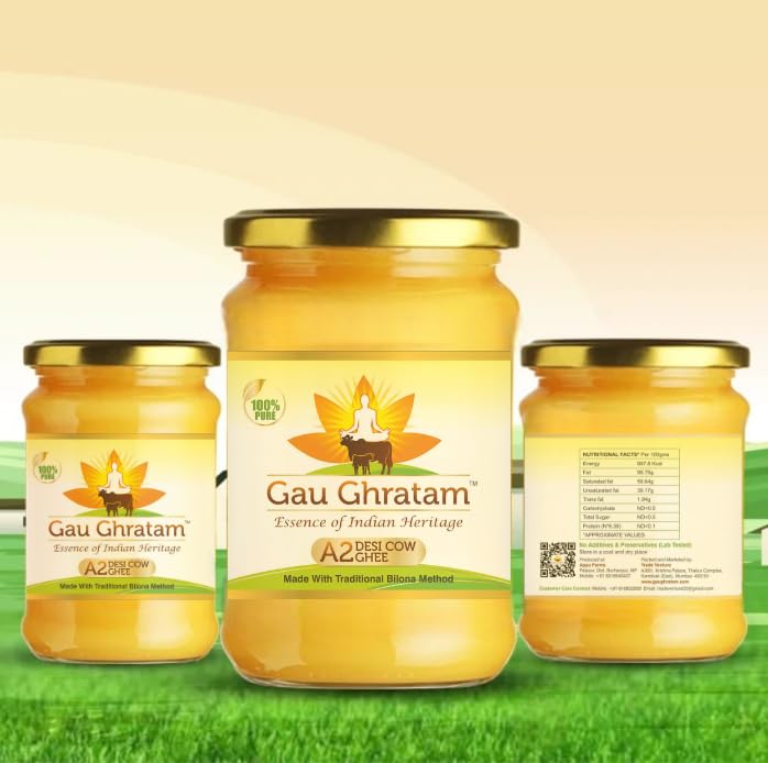 Organic A2 Desi Cow Ghee By Malvas Food | Bilona Method Handmade Pure Nutrients Desi Cow Ghee For Cooking | 4 Litre (1 Litr * 4) 135.2 Ounce | Jar Pack - Image 2