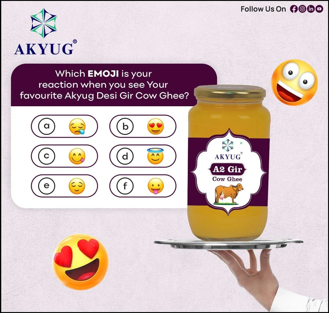 Organic A2 Gir Cow Ghee By Akyug | Tradition Bilona Method A2 Rich Desi Ghee Good For Calcium | (500ml) 16.9 Ounce | Jar Pack - Image 4