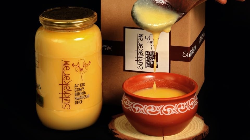 Organic A2 Gir Cow'S Bilona Swadeshi Ghee By Sukhakaram | Churned With Bilona Method Grass Fed Indian Gir Cow Ghee Good For Eyes & Hair | (500ml) 16.9 Ounce | Jar Pack - Image 2