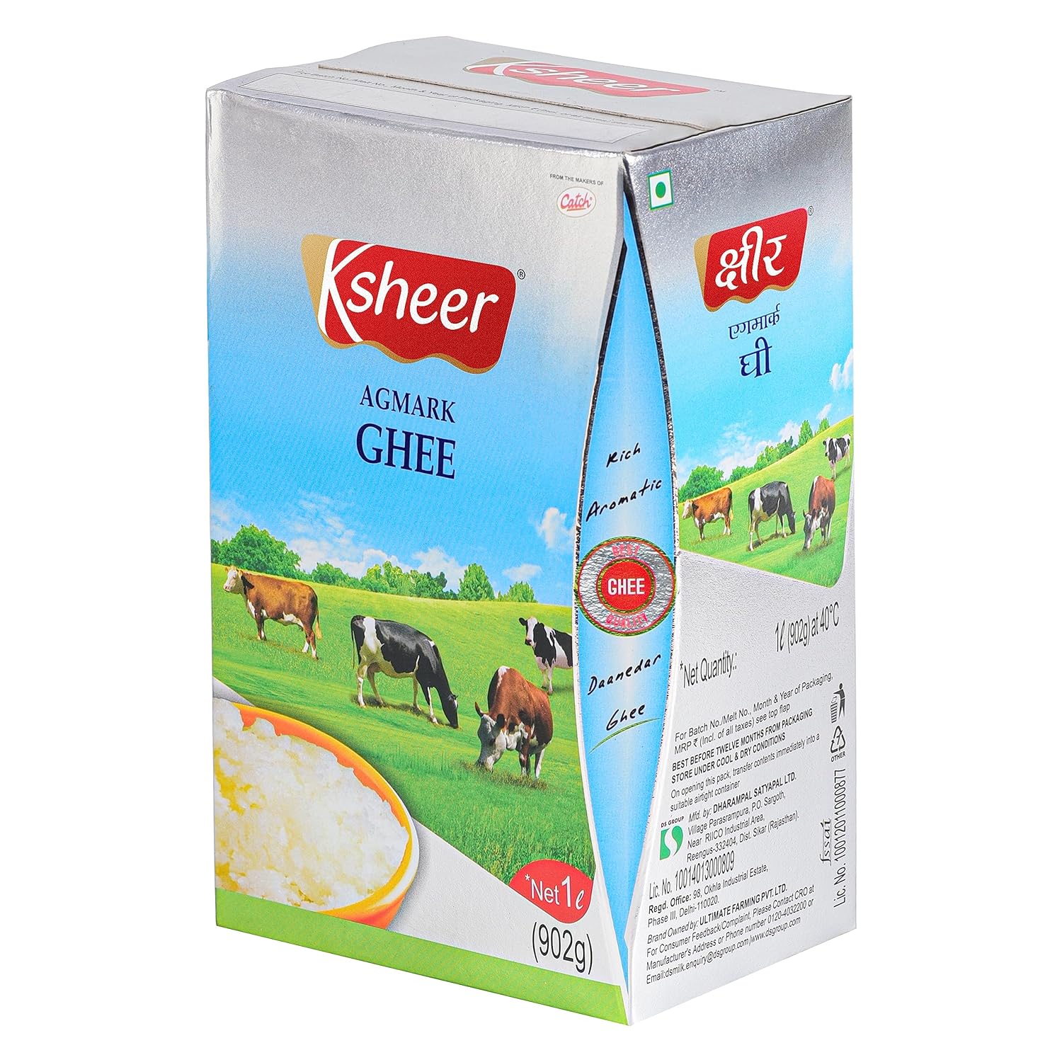Organic Agmark Danedar Desi Ghee By Ksheer | Naturally Rich In Vitamin A & Protein Fiber Healthy Desi Ghee Perfect For Boost Energy | (1 Litr) 33.8 Ounce | Box Pack