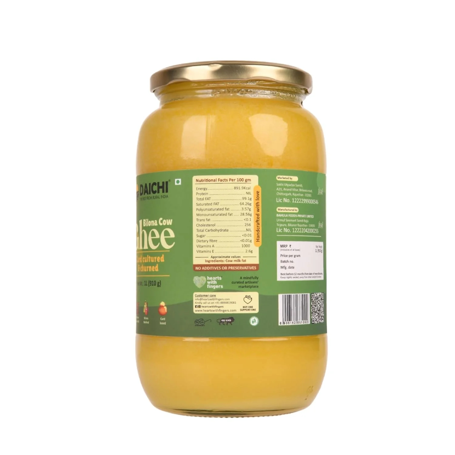 Organic Bilona Cow Ghee By Daichi | Traditional Curd Bilona Ghee Perfect For Enhancing The Taste | (500ml) 16.9 Ounce | Jar Pack - Image 4