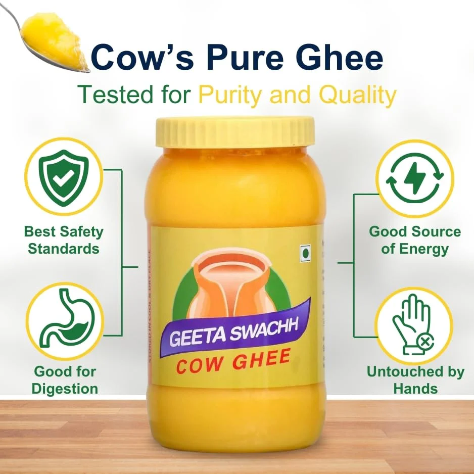Organic Cow Desi Ghee By Geeta Swachh | Natural & Healthy Curd-Churned Desi Cow Ghee Good For Body Health | (2 Litre) 67.6 Ounce | Jar Pack - Image 2