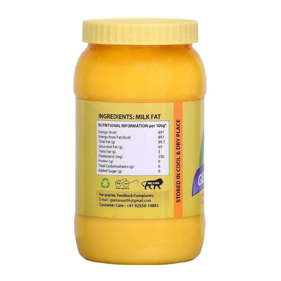 Organic Cow Desi Ghee By Geeta Swachh | Natural & Healthy Curd-Churned Desi Cow Ghee Good For Body Health | (2 Litre) 67.6 Ounce | Jar Pack - Image 5