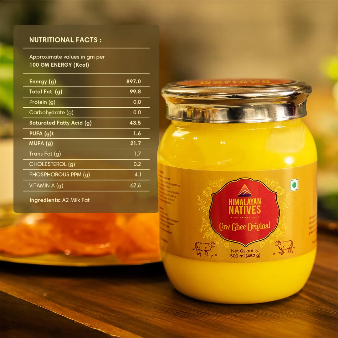 Organic Cow Ghee Original By Himalayan Natives | Highly Nutritious Helps Keep Your Boost Immunity & Energy Desi Cow Ghee | (500ml) 16.9 Ounce | Jar Pack - Image 2