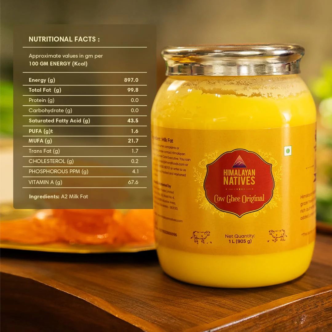 Organic Cow Ghee Original By Himalayan Natives | Highly Nutritious Helps Keep Your Heart Healthy Desi Cow Ghee | (1 Litr) 33.8 Ounce | Jar Pack - Image 2