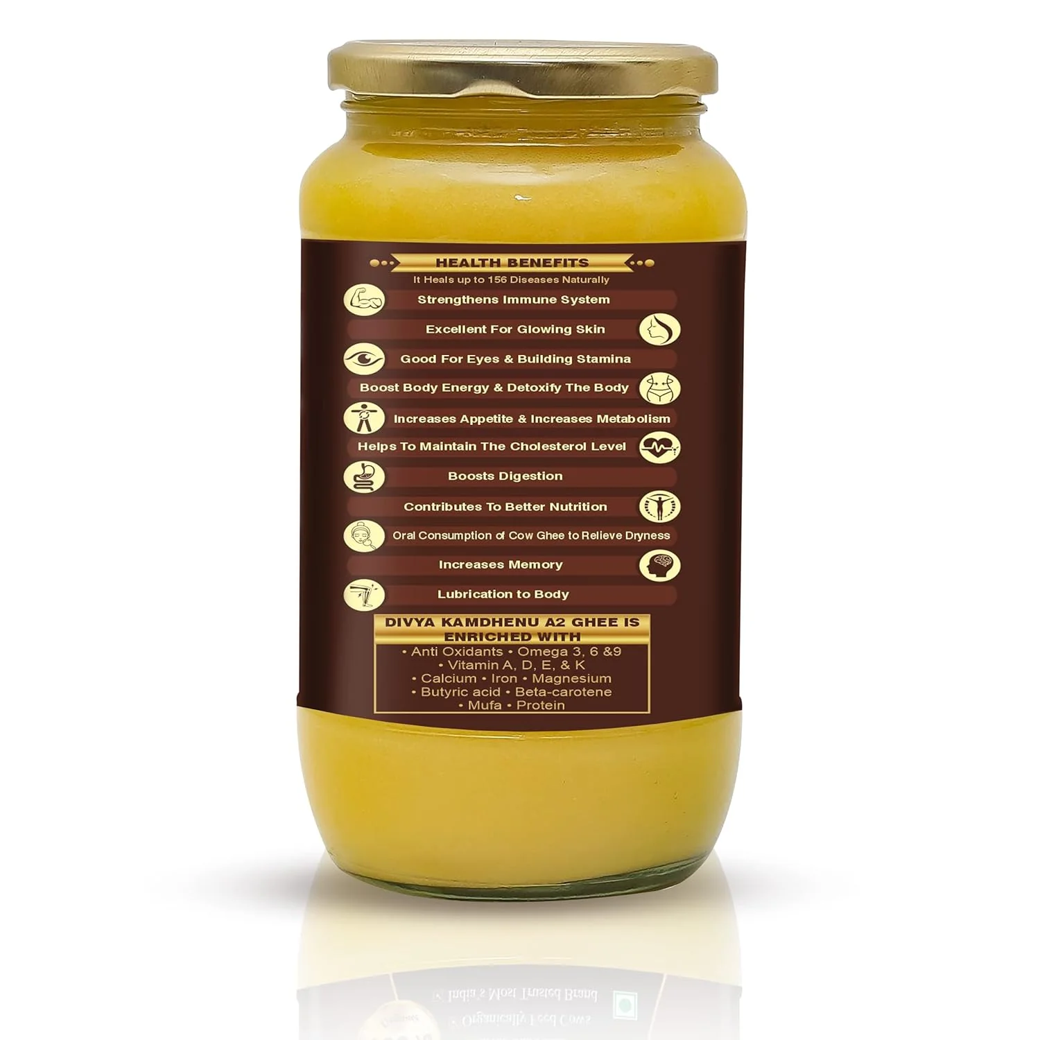 Organic (Cream Bilona) A2 Gir Cow Ghee By Divya Kamdhenu | Healthy & Delicious Nutrients Lab Certified Desi Ghee Perfect For Glowing Skin | (500ml) 16.9 Ounce | Jar Pack - Image 3