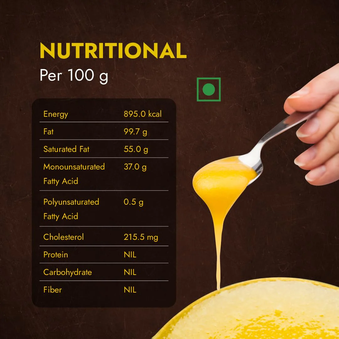 Organic Desi Cow Ghee By Gorakh | Good Source Of Protein Fiber Healthy & Nutritious Desi Cow Ghee Perfect For Brain Health | (1 Litre) 33.8 Ounce | Jar Pack - Image 4