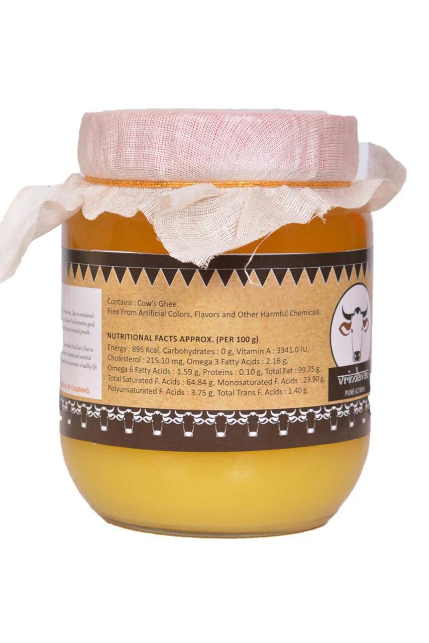 Organic Desi Cow'S A2 Bilona Ghee By Vrindavan | Good Source Of Healthy Desi Cow Ghee Perfect For Skin & Hair | (1 Litre) 33.8 Ounce | Jar Pack - Image 4