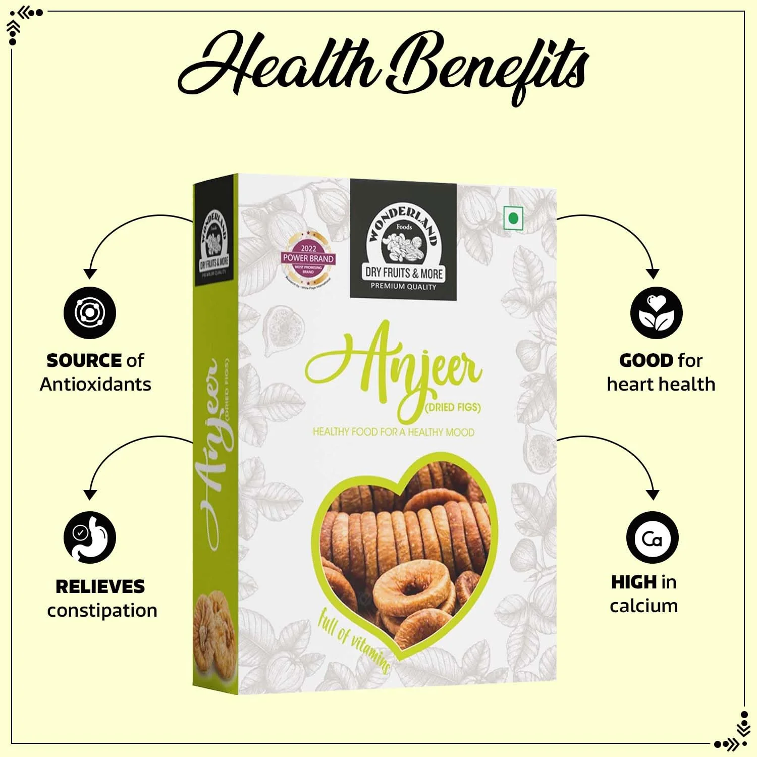 Organic Dried Afghani Anjir Figs By Wonderland Foods 400gm, (200gm*2) Each | Munch The Healthy Cruch Jumbo Size Anjir Figs Box Pack | Rich In Iron, Fibre & Vitamins Healthy Snack | 14.1 Ounce - Image 3