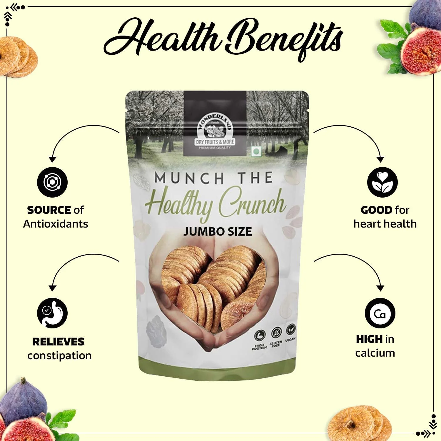 Organic Dried Afghani Anjir Figs By Wonderland Foods 500gm, | Munch The Healthy Cruch Jumbo Size Anjir Figs | Rich In Iron, Fibre & Vitamins Healthy Snack | 17.6 Ounce - Image 3
