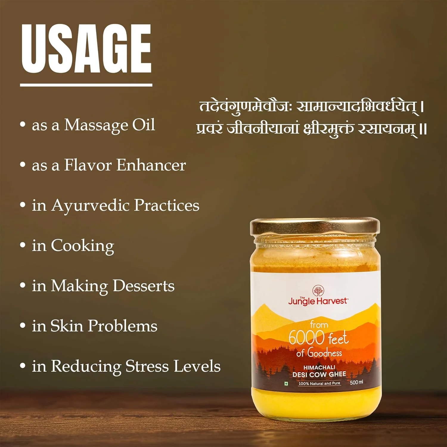 Organic Himachali Desi Cow Ghee By The Jungle Harvest | Traditional Ghee Healthy & Nutrients Ghee Perfect For Baby Body Massage | (250ml) 8.4 Ounce | Jar Pack - Image 2