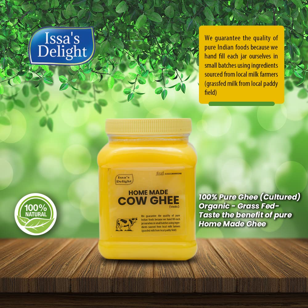 Organic Home Made Cow Ghee By Issas Delight | High In Protein Fiber Healthy Desi Ghee For Cooking | (500ml) 16.9 Ounce | Jar Pack - Image 2