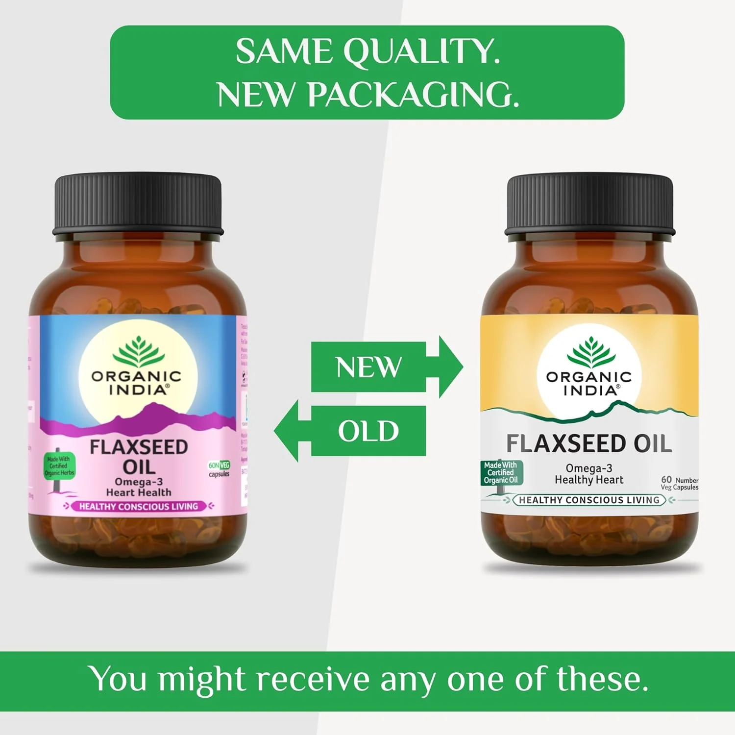 Organic India Flaxseed Oil Capsules, Helps Protect Heart & Brain Health | 60 Capsules 100gm 0.2lbs Each Pack Of 2 - Image 3