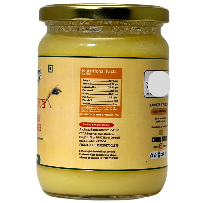Organic Krishna A2 Desi Cow Ghee By Aadhyaa | Vedic Bilona Method Hand Churned Cultured Ghee Good For Boost Energy | (500ml) 16.9 Ounce | Jar Pack - Image 4