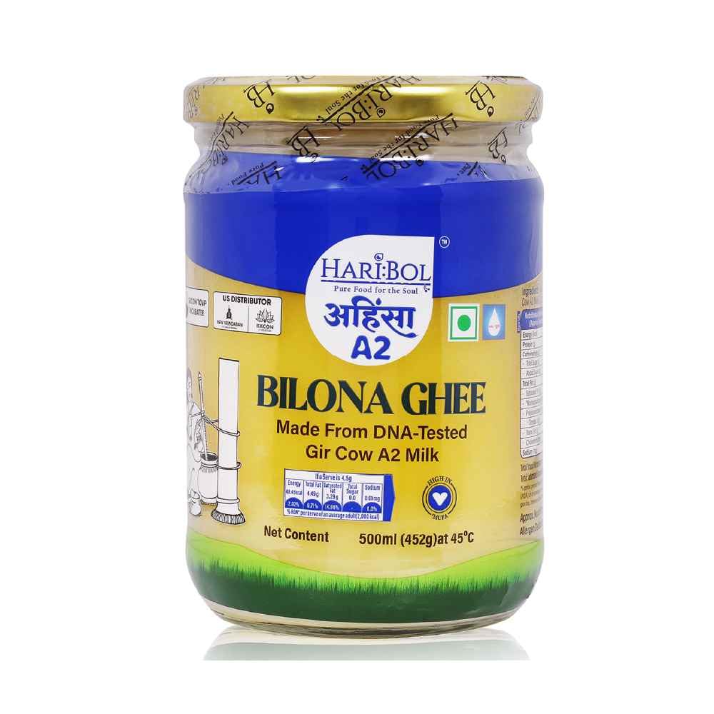 Organic Natural Ahinsha A2 Desi Gir Cow Ghee By Hari:Bol | Pure Healthy Cow Ghee Perfect For Protact Eyesight | 1 Litre (500ml * 2) 33.8 Ounce | Jar Pack