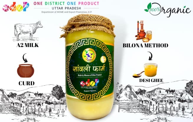 Organic Natural Desi Cow Ghee By Sanwali Farm | Vedic Bilona Method, Hand Churned Ghee For Boost Immunity | (500ml) 16.8 Ounce | Jar Pack - Image 4