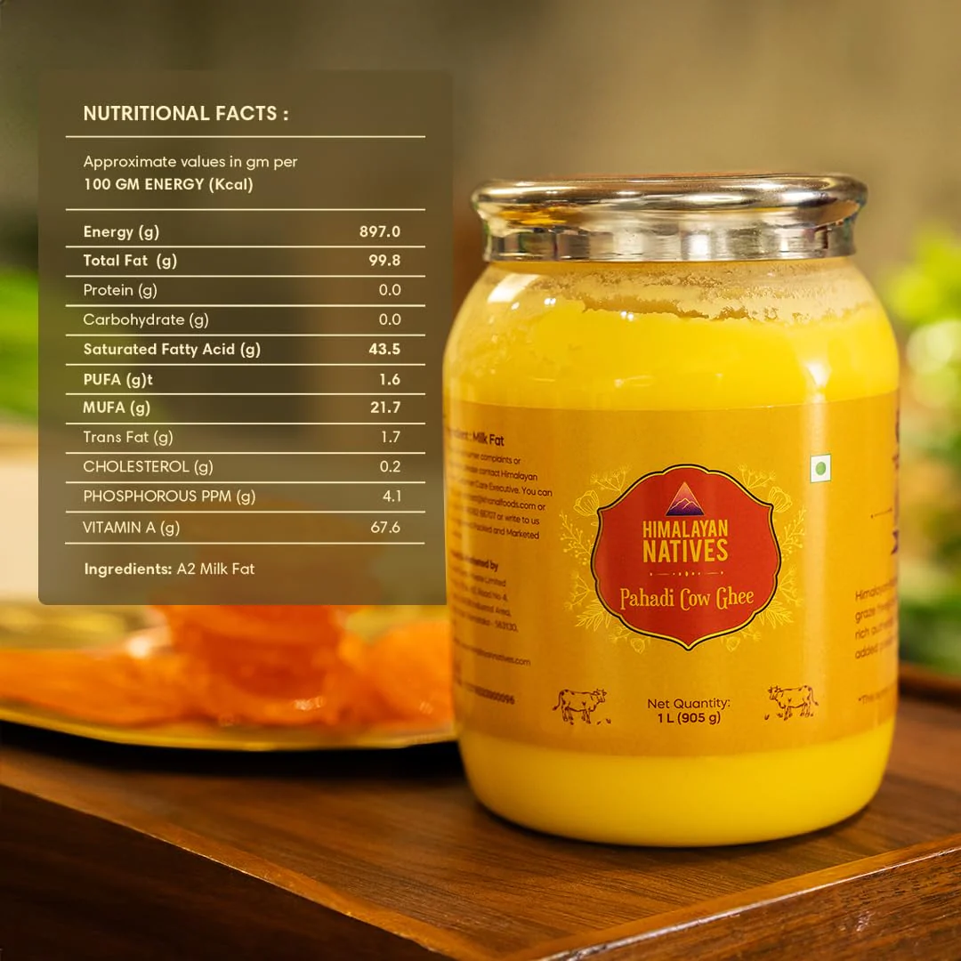 Organic Pahadi Cow Ghee Original By Himalayan Natives | Highly Nutritious Helps Keep Your Eyesight Pahadi Cow Ghee | (1 Litr) 33.8 Ounce | Jar Pack - Image 2