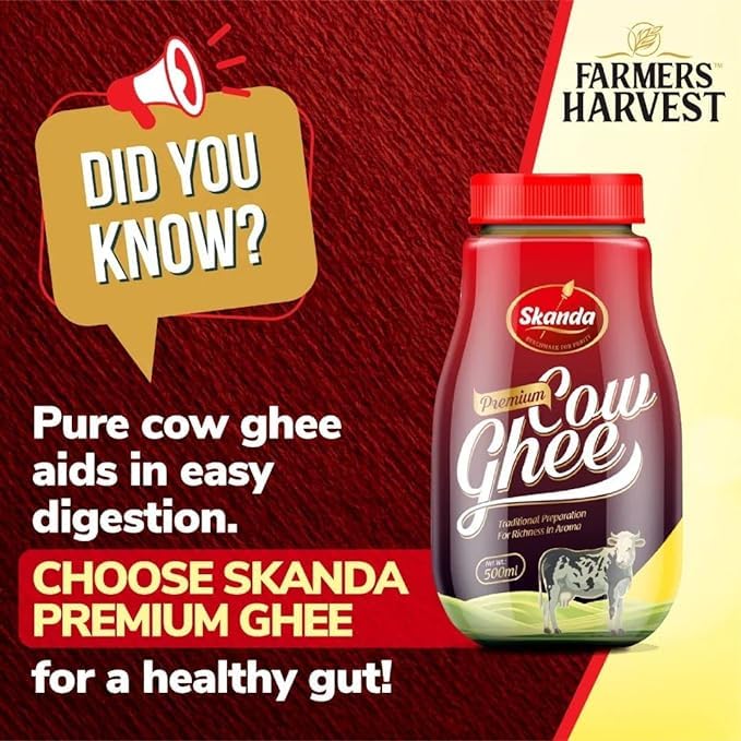 Organic Premium Desi Cow Ghee By Skanda | Rich In Healthy Fats Traditional Bilona Method Desi Cow Ghee Good For Dishes | (1 Litr) 33.8 Ounce | Bottle Pack - Image 3