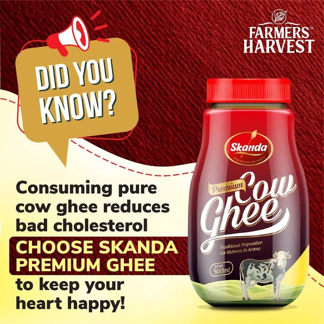 Organic Premium Desi Cow Ghee By Skanda | Rich In Healthy Fats Traditional Bilona Method Desi Cow Ghee Good For Laddus | (500ml) 16.9 Ounce | Bottle Pack - Image 3