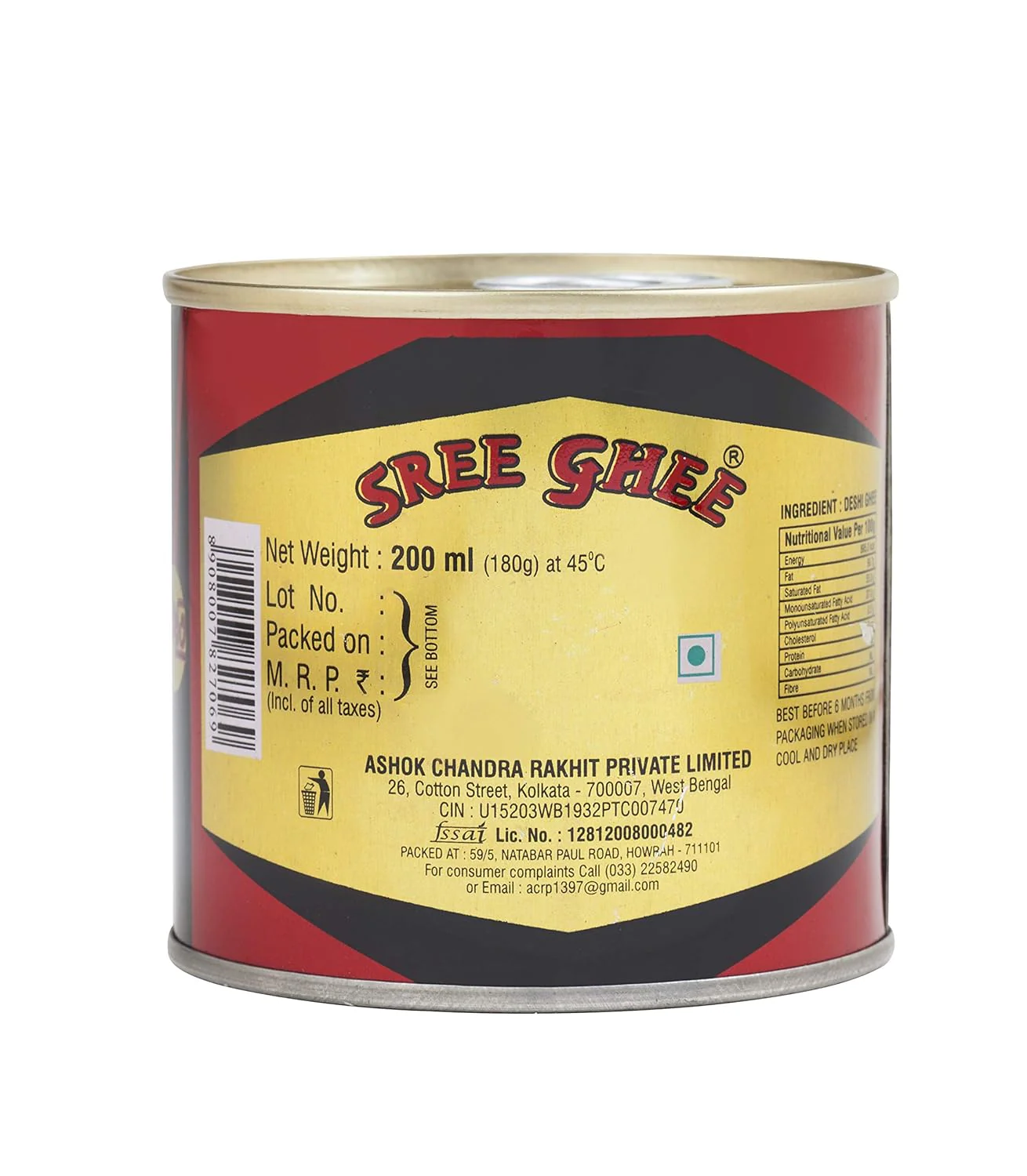 Organic Pure Desi Buffalo Ghee By Sree Ghee | High In Protein Fiber & Nutrients Healthy Desi Ghee Good For Dishes | 400ml (200ml * 2) 13.5 Ounce | Tin Pack - Image 4