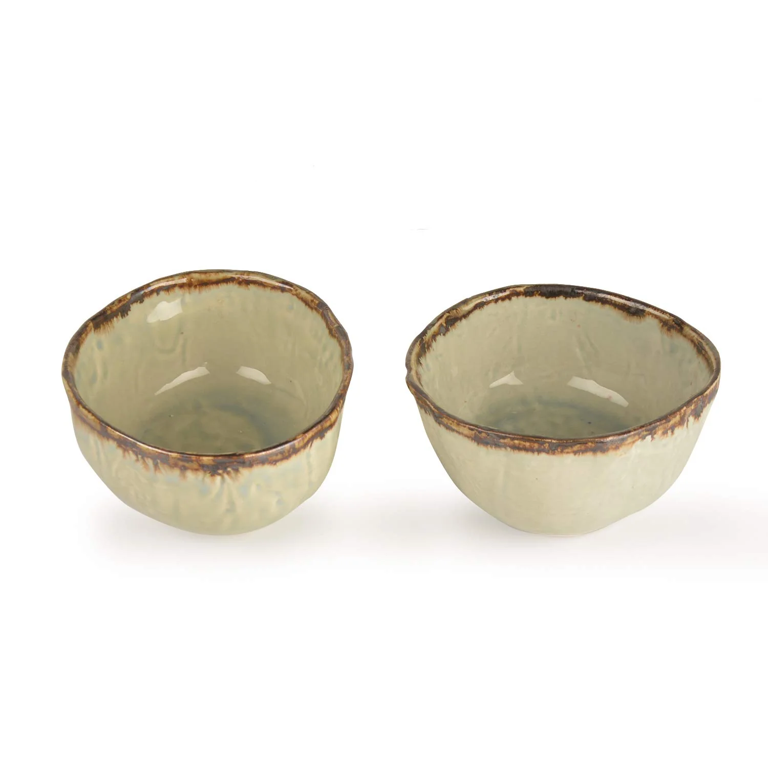 Organic Shaped Studio Pottery Snack Bowls Set Of 2 - Brown, 400ml Each | Decorative Bowls For Kitchen - Image 5